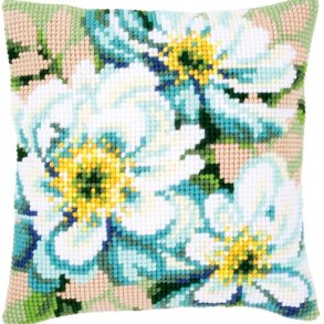 Japanske anemoner - stramajpude, p�trykt m�nster