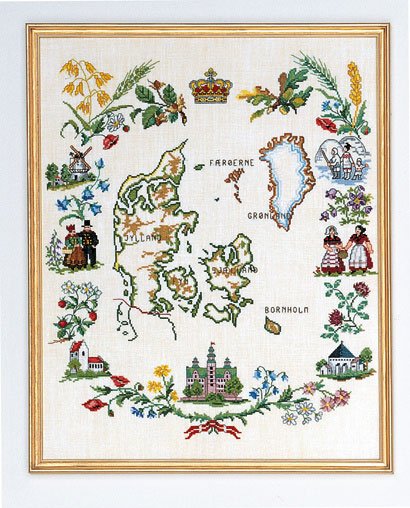 Danmarkskort - ophng med broderi