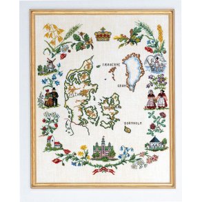 Danmarkskort - ophng med broderi