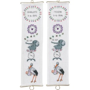 Fdsels/dbsminde - klokkestreng med broderi