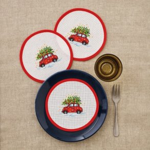 Julebil - mellemlgsserviet med broderi