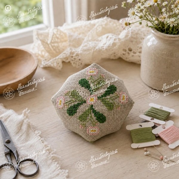Juni 2027 - n�lepude med broderi