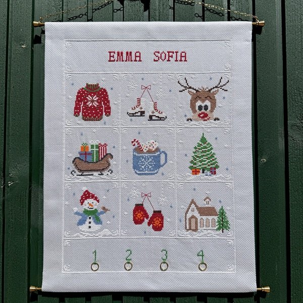 Vinter adventskalender - kalender med broderi