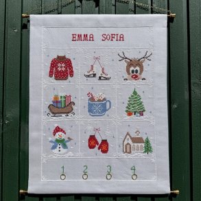Broderikit til adventskalender med julemotiver 