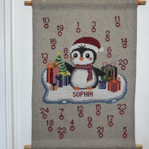 Penguin - julekalender med broderi