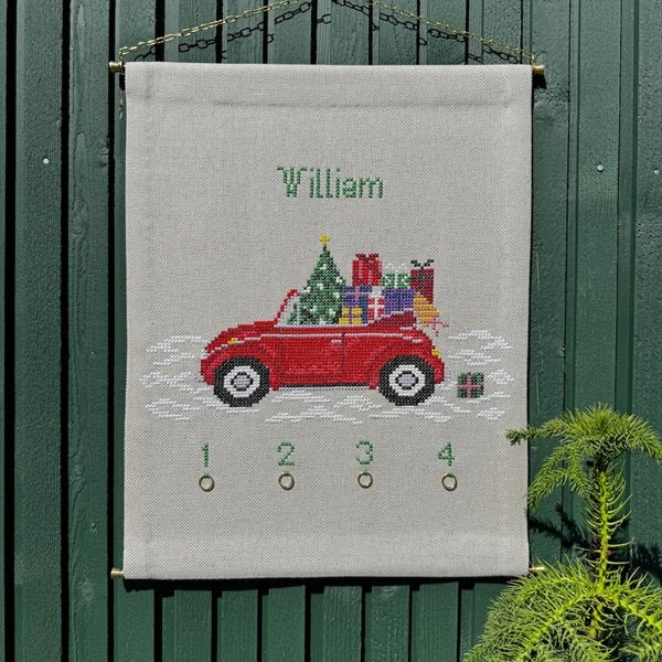 Gavebilen - adventskalender med broderi