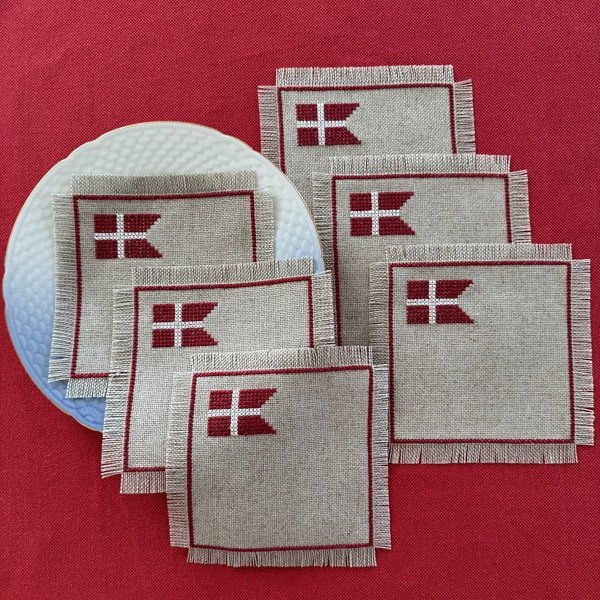 Kun flag - melleml�gsservietter med broderi