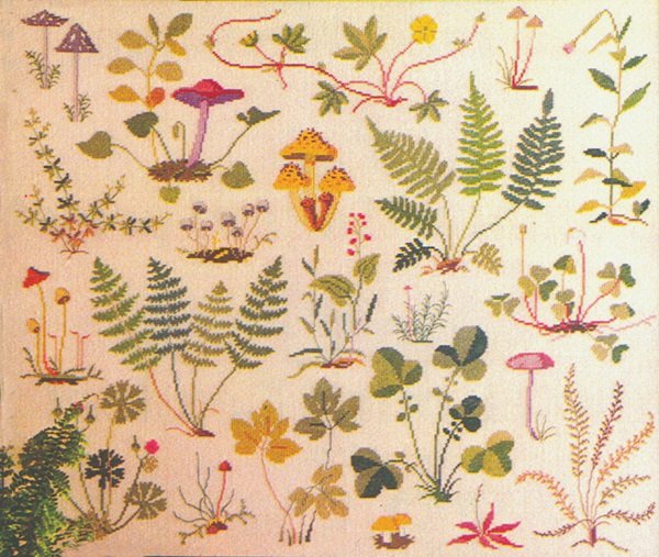 Skovbund svampe - ophng med broderi