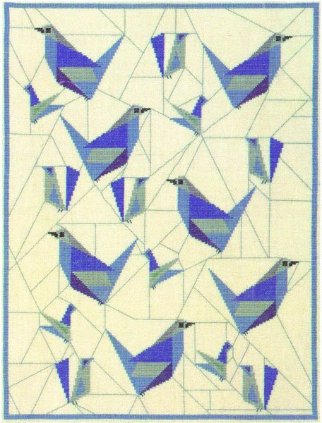 Mosaikfugle - ophng med broderi