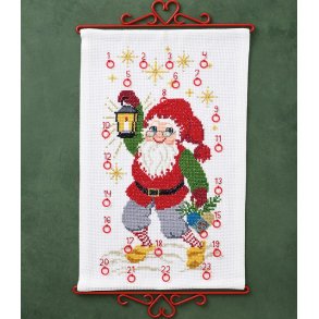 Nisse med lygte - julekalender med broderi