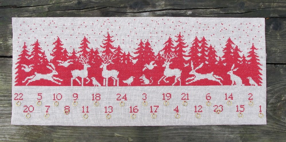 Skovens dyr - julekalender med broderi