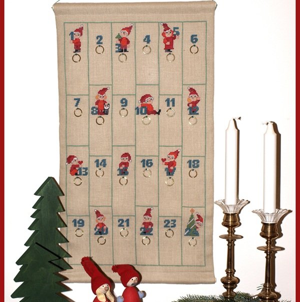 Nisser med tal - julekalender med broderi