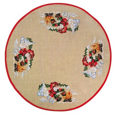 Nissse med kaffekande - juletręstęppe med broderi