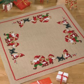 Nissefamilien - juletrstppe med broderi