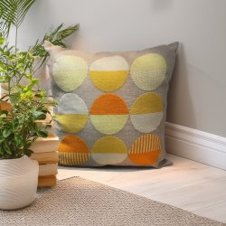 Gule cirkler - pude med broderi