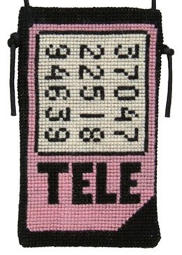 Sim mobil, rd - mobiltaske med broderi