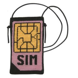 Sim mobil, rd - mobiltaske med broderi
