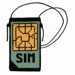 sim mobil, grn - mobiltaske med broderi