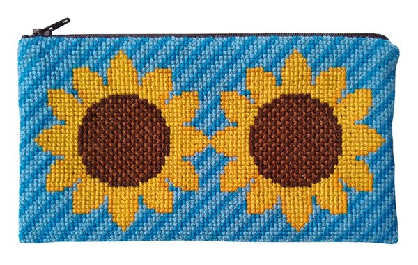 Vær solsikker - brilleetui med broderi