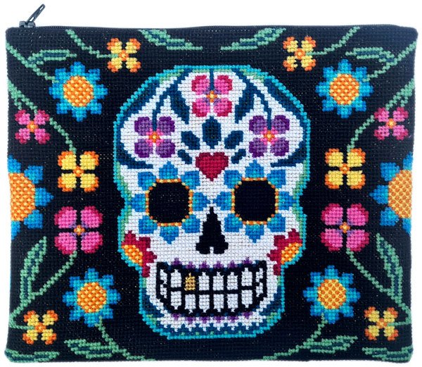 Sugar skull - taske med broderi