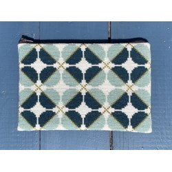 Bl� cirkler - pung med broderi