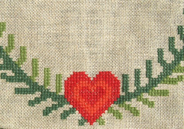 Guirlande, rød - Juletræstæppe med broderi