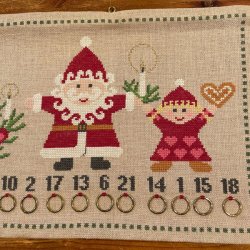 Julefamilie med juletr� - julekalender med broderi