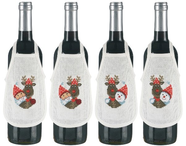 Rudolf - flaskeforklde med julebroderi