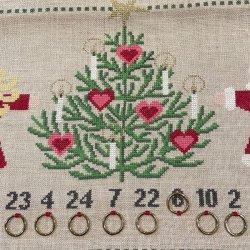 Julefamilie med juletr� - julekalender med broderi
