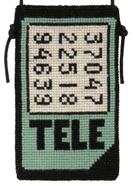 sim mobil, grn - mobiltaske med broderi