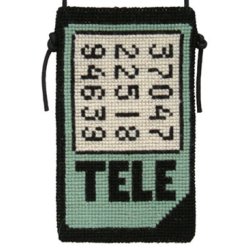 sim mobil, grn - mobiltaske med broderi