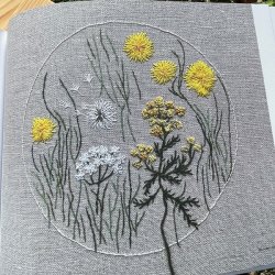 Blomster og Broderi - broderibog, frit broderi