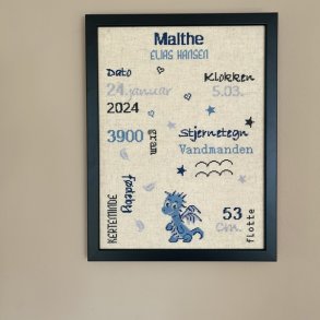Drage - fdselsminde med broderi