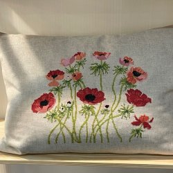 Franske anemoner - pude med broderi