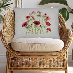 Franske anemoner - pude med broderi