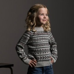 Strikkekit til pigebluse i gr�t og r�dt