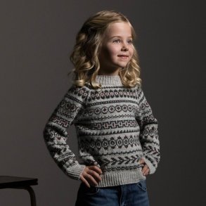 Strikkekit til pigebluse i gr�t og r�dt