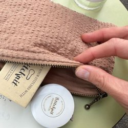 Tool purse, praline seersucker 