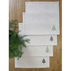 Grøn jul - servietter med broderi