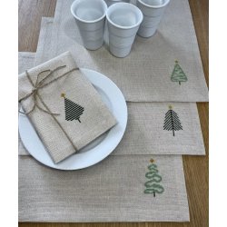 Grøn jul - servietter med broderi