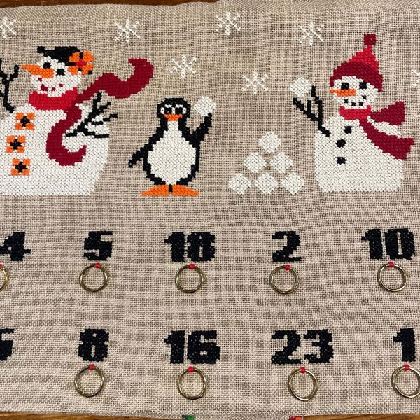 Snemnd og pingviner - julekalender med broderi