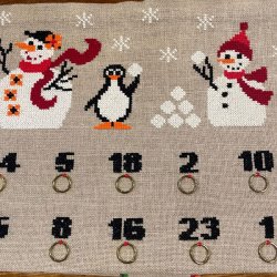 Snemnd og pingviner - julekalender med broderi