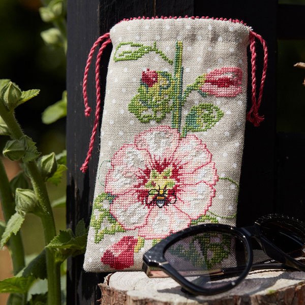 Stokrose - brillepose med broderi