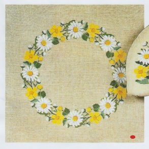 Sommerkrans - dug med broderi