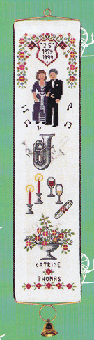 S�lvbryllup - klokkestreng med broderi