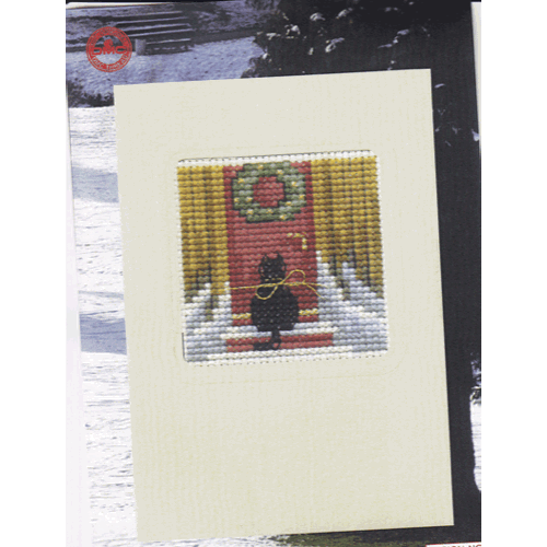 Kat ved dr - kort med broderi