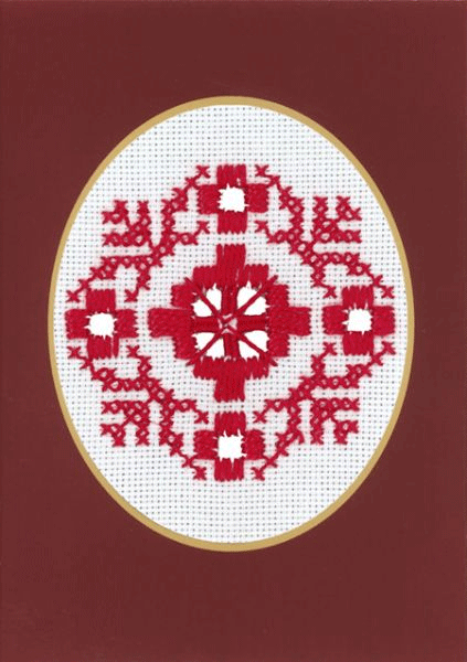 Blomst - julkort med hardangerbroderi