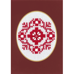 Blomst - julkort med hardangerbroderi