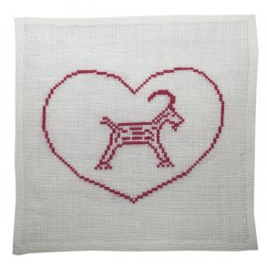 Julebuk - mellemlgsserviet med broderi