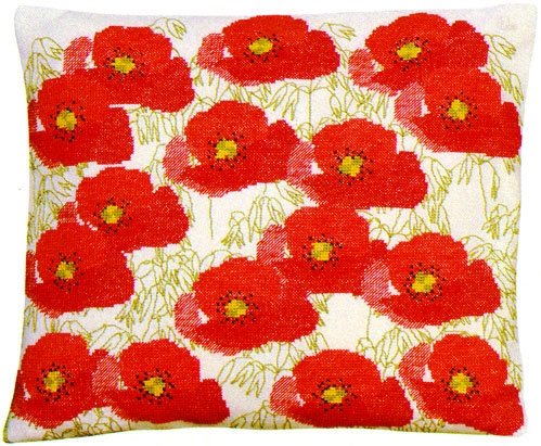 Valmuer - pude med broderi